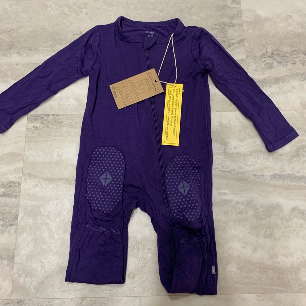 KYTE baby zippered footie in eggplant NWT